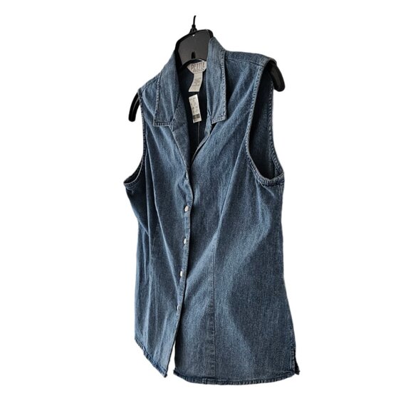 Petite Sophisticate Sleeveless Denim Button Front Collared Blouse | NWT | 10P - Picture 5 of 14